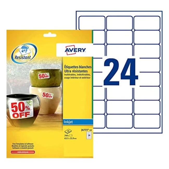 Set Etichette Avery Italia J477310 Cavi Elettrici Bianco 240pz