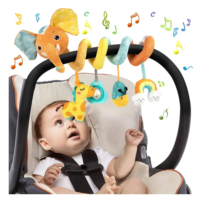 Spirale Passeggino Neonati Elefante Peluche Giocattolo Musica 3-12 Mesi