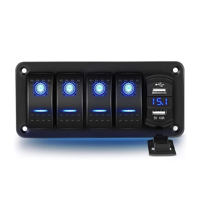 Pannello Interruttore a Bilanciere 4 Gang Ruizhi 12V 24V USB 5 Pin - Resistente 