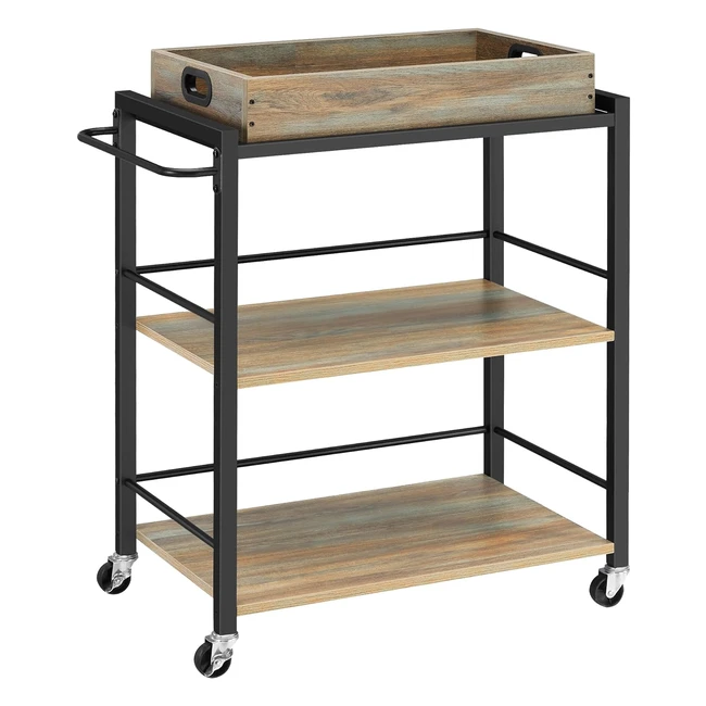 VASAGLE Chariot de Cuisine Industriel Amovible 40x72x86 cm Marron Turquoise Noir LRC072K60