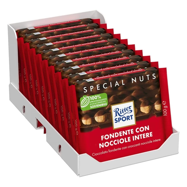Tablette Chocolat Noir Ritter Sport Noisettes Entières 100g Boîte de 10