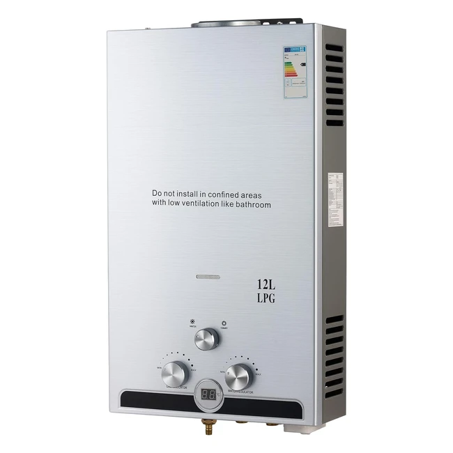 Coz Gas Water Heater 12L LPG 204kW Stainless Steel Tankless Instant Boiler LED D