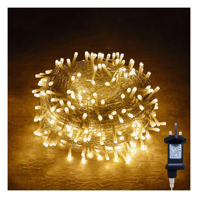 Gresonic 100200300400 LED Fairy Lights 8 Modes Timer String Lights - Warm White