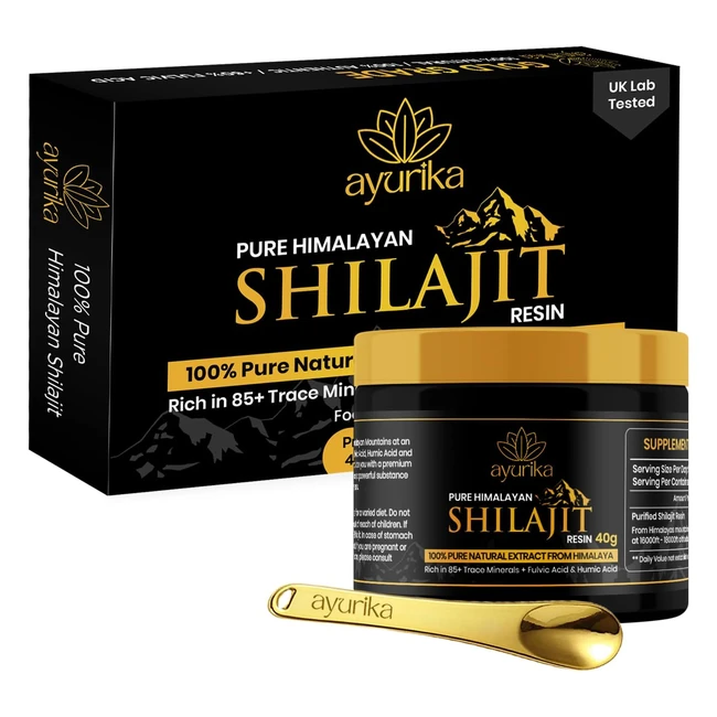 Shilajit Organic Resin 40g Jar - Pure Himalayan Supplement - Gold Grade - 85 Trace Minerals