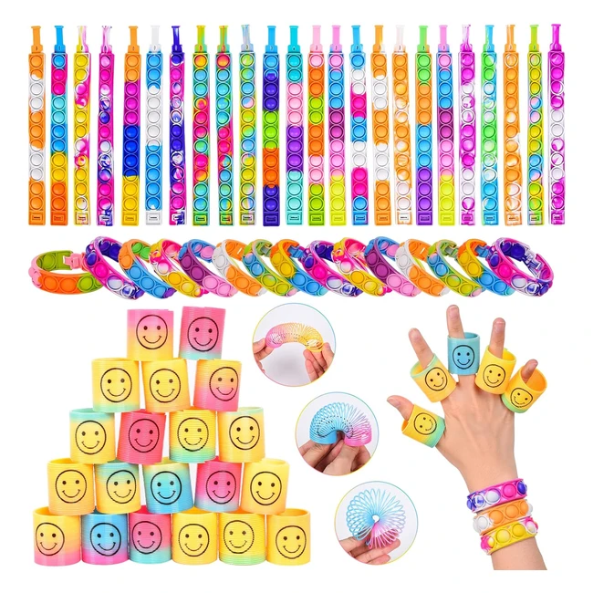 Pack Fidget Toys Formizon 48 Pezzi Pop It Braccialetti Mini Molla Arcobaleno Rainbow Marvel Decompressione Bambini Adulti