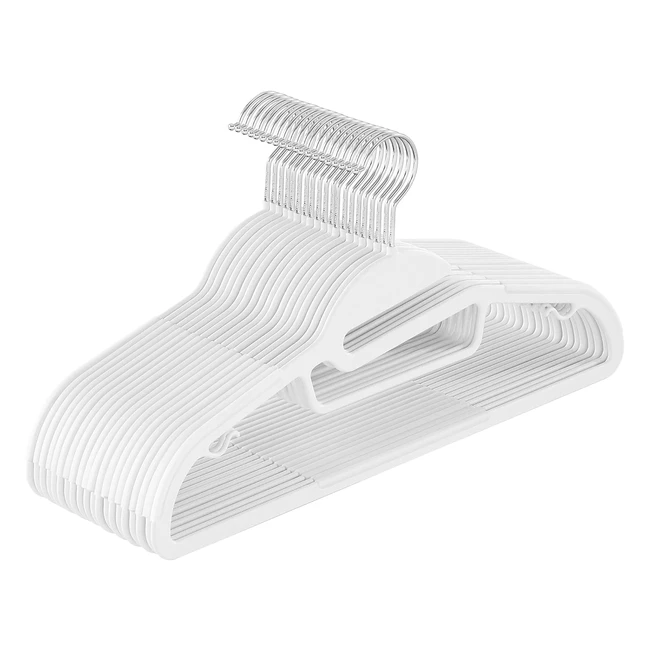 Songmics Set of 20 Plastic Hangers - Non-Slip, Space-Saving, 360 Swivel Hook - White CRP041W02