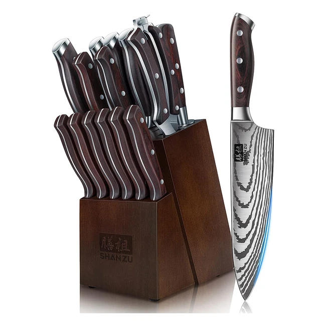 Set Profesional Cuchillos Cocina Shan Zu 16 Piezas Acero Inoxidable Alto Carbono