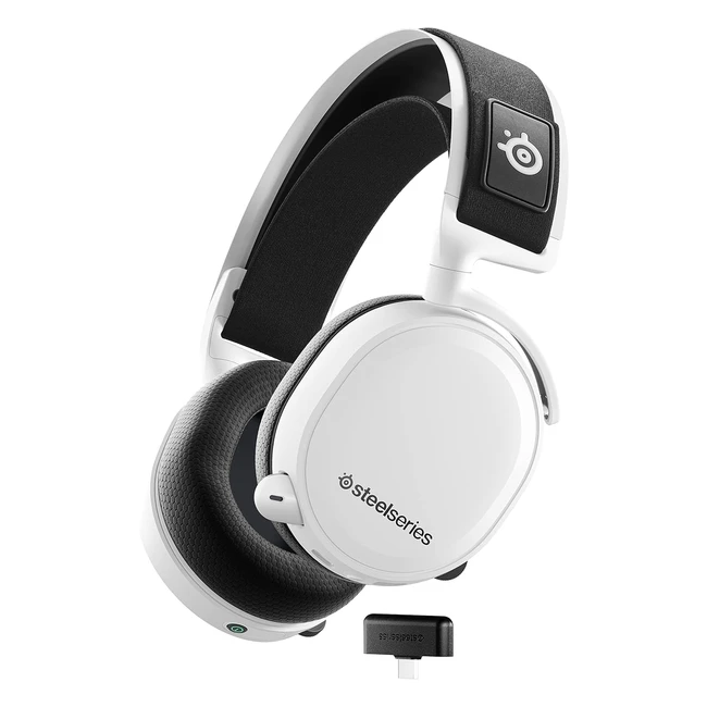 Casque Gaming Sans Fil SteelSeries Arctis 7 - 24 GHz - 30h Autonomie - PC PS5 PS4 Mac Android Switch - Blanc
