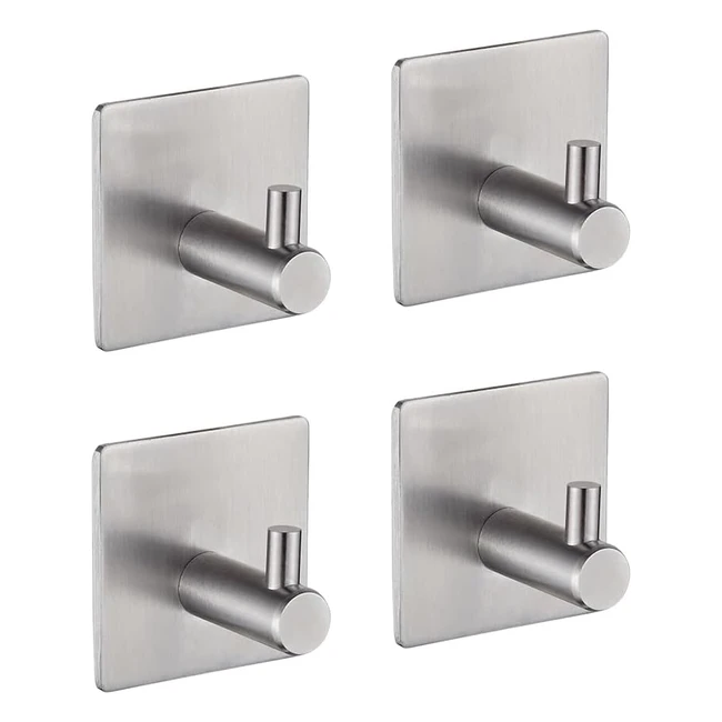 Ganci Autoadesivi Ibergrif MK34251A - Set 4 pezzi - Argento - Resistente - Bagno