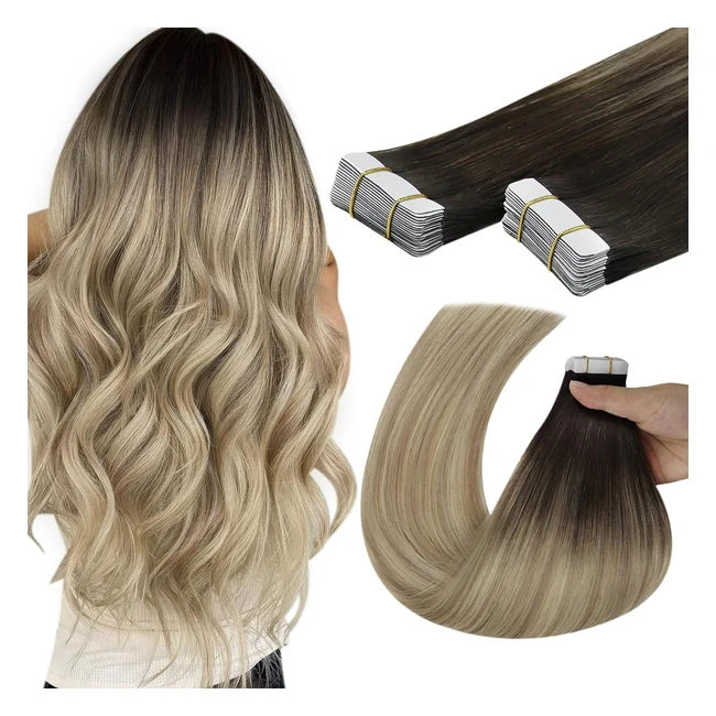 Youngsee Tape in Hair Extensions Human Hair Balayage Brown to Golden Blonde 22in