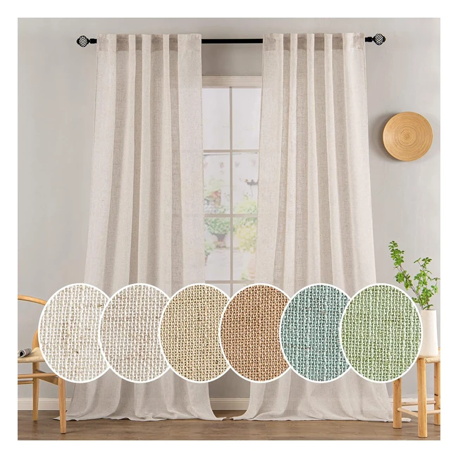 Tenda Finestre Miulee Lino Traslucido 140x225 cm - Set 2 Pezzi Bianco