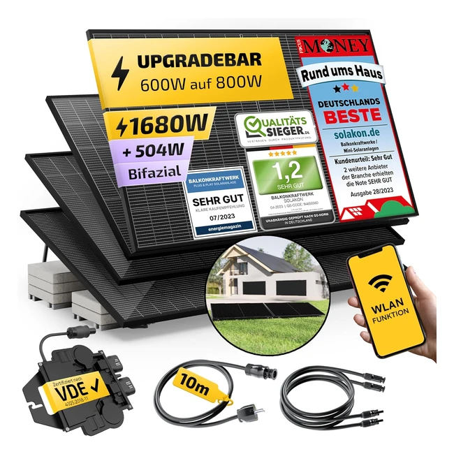 Solakon 1680W Balkonkraftwerk 1600W inkl Halterung 800W Upgrade Wechselrichter 