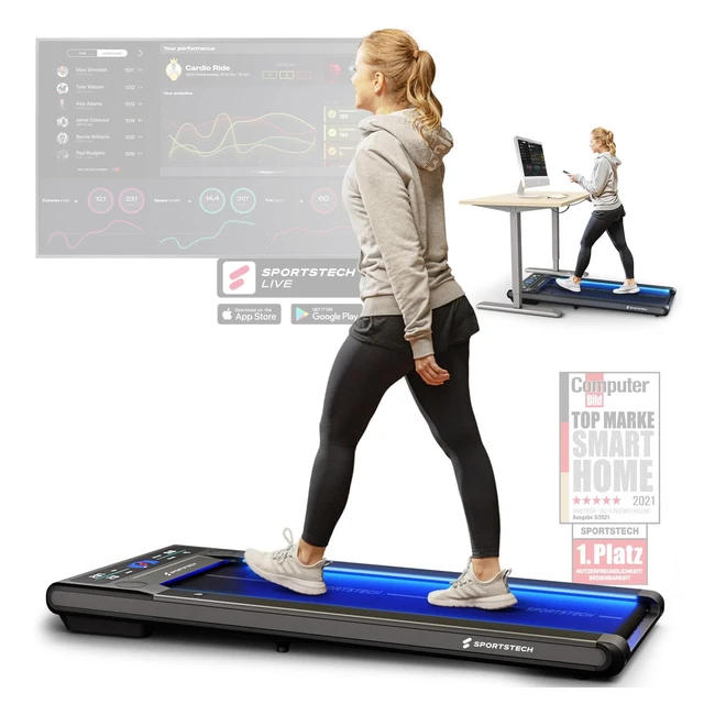 SWALK Walking Pad Laufband LED 16 kmh Interaktives LCDDisplay App Flexibles Under Desk Schreibtisch Treadmill