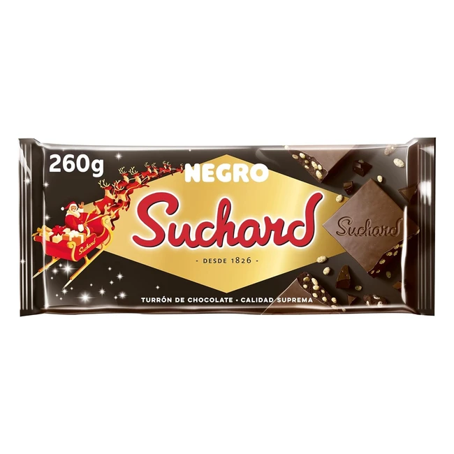 Tableta de turrón de chocolate negro Suchard con arroz inflado 260g - Sabor exquisito y crujiente