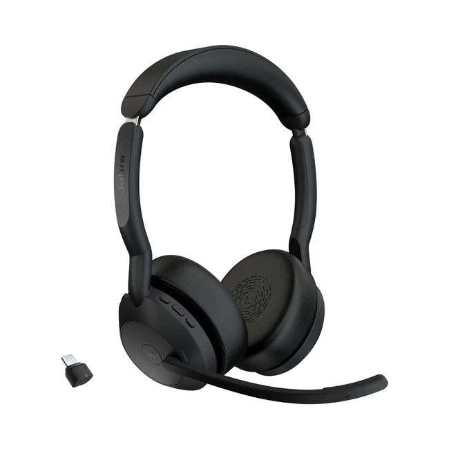 Jabra Evolve2 55 Wireless Stereo Headset ANC Mikrofone MS Teams Schwarz