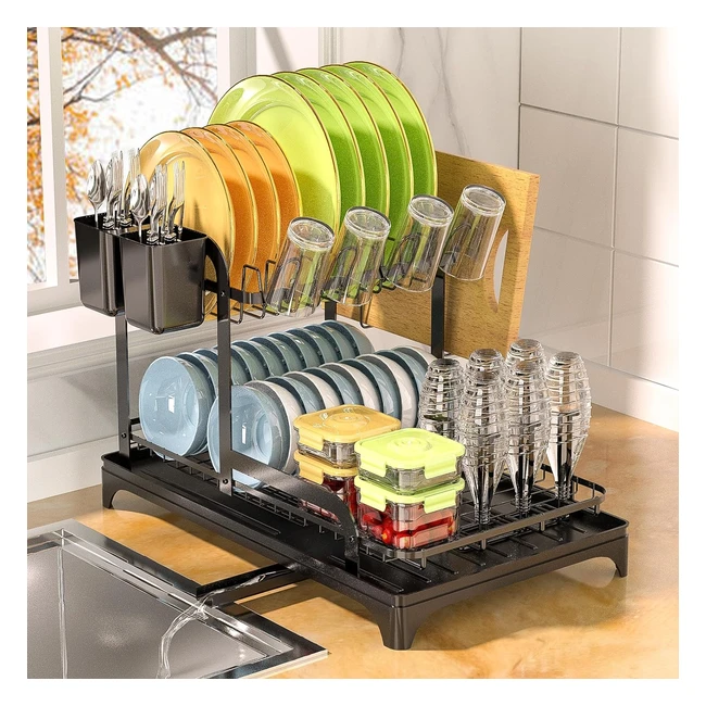 Egouttoir Vaisselle Grande Capacite 2 Etages Antirouille - Yexati Gouttoir Noir