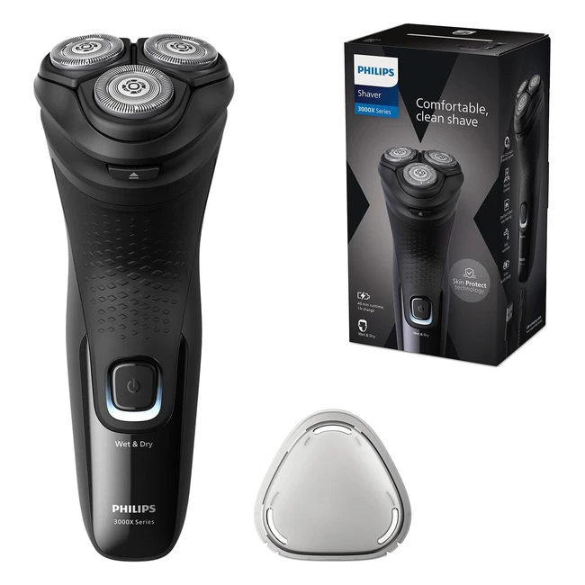 Philips Rasoio Elettrico Serie 3000X Wet Dry Uomo Deep Black SkinProtect X300100