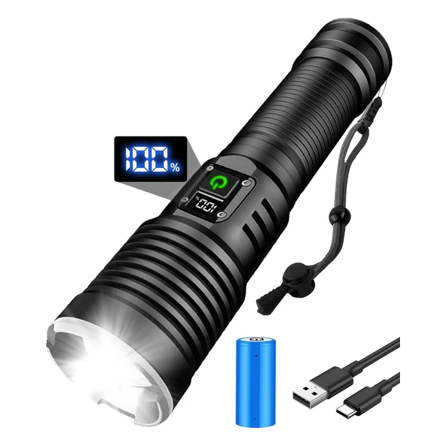 Linterna LED Recargable Maxesla 15000lm con Pantalla LCD 5000mAh 5 Modos de Luz