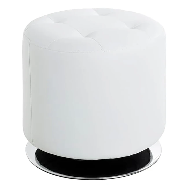 Sgabello Haku in Pelle Sintetica Bianco Cromato 40x40 cm - Resistente e Rotante
