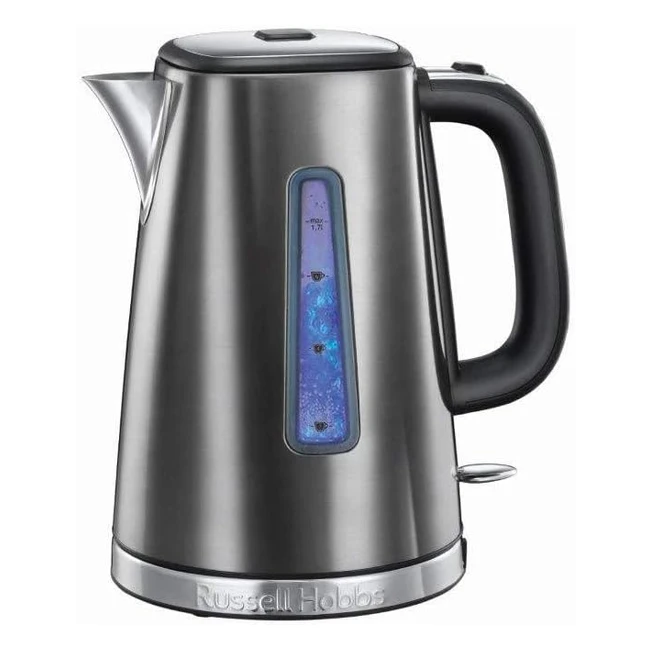 Russell Hobbs Luna Grey Stainless Steel 17L Cordless Electric Kettle - Fast Boil 3KW - Quiet - Removable Washable Antiscale Filter
