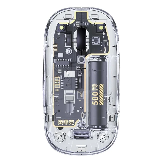 Ratn Inalmbrico Transparente Inphic 24g Recargable 3 DPI Ajustables