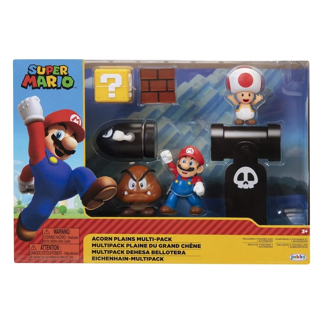 Nintendo Super Mario Diorama Set Piana delle Ghiande - Include 4 Personaggi e Ac