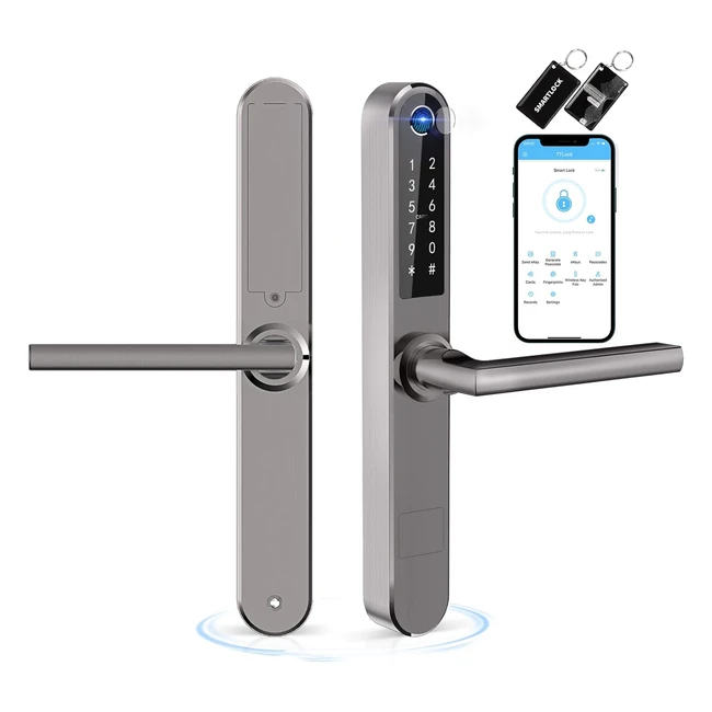 Ruveno Slim Smart Fingerprint Door Lock with Handles Keyless Entry Door Lock Blu