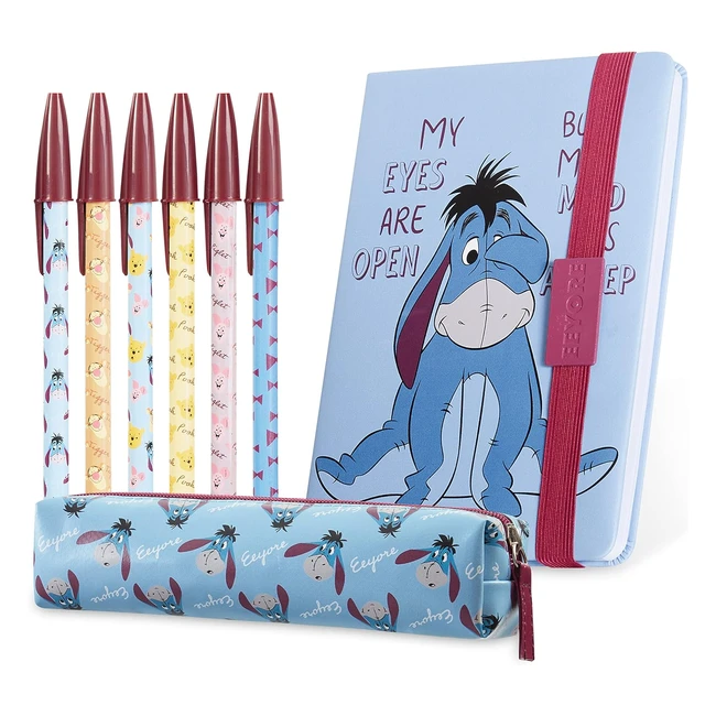 Set Cancell. Disney Notebook Quaderno A5 Astuccio Penne Gadget Minnie The Mandalorian Blu Eeyore