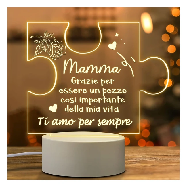 Lampada Notturna Mamma USB Incisa - Regalo Compleanno Mamma