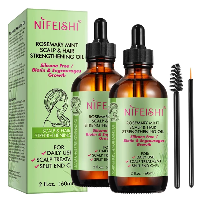 Organic Rosemary Oil for Hair Growth 2 Pack - Scalp  Hair Strengthening Treatme