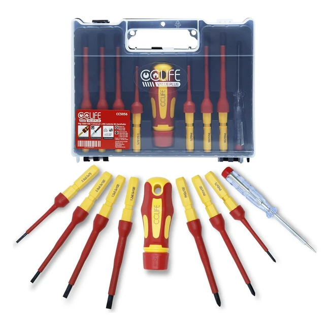 Jeu de Tournevis Magnétiques Électricien CCLIFE 9 Pièces VDE 1000V avec Testeur de Tension