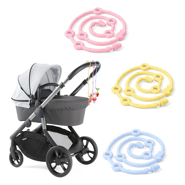 Vicloon Sangle de Sécurité Extensible en Silicone - 3pcs - Réglable pour Bébé - Poussette/Chaise Haute/Berceau/Paniers Suspendus/Sacs