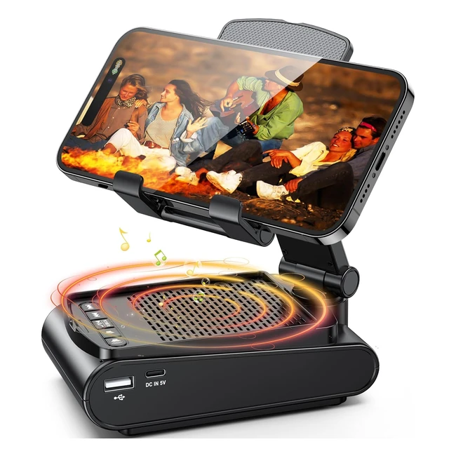 Rolgno Altavoz Bluetooth Inalámbrico con Soporte Móvil Antideslizante - Sonido Envolvente HD - Portátil - Ajustable - Regalo Hombre Mujer