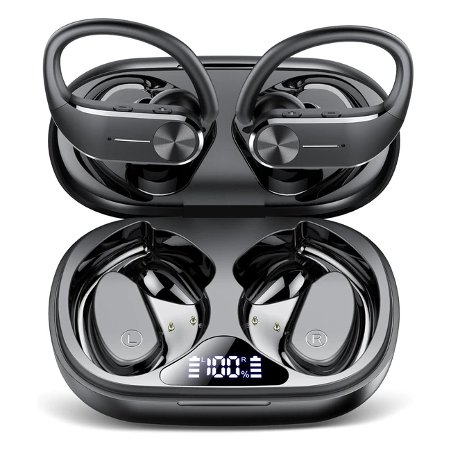 Kabellose Bluetooth Sport Kopfhörer Q28S - 68 Std. Hifi Stereo - IP8 wasserdicht - ENC Mikrofon - LED Anzeige - USB-C - Gym & Laufen