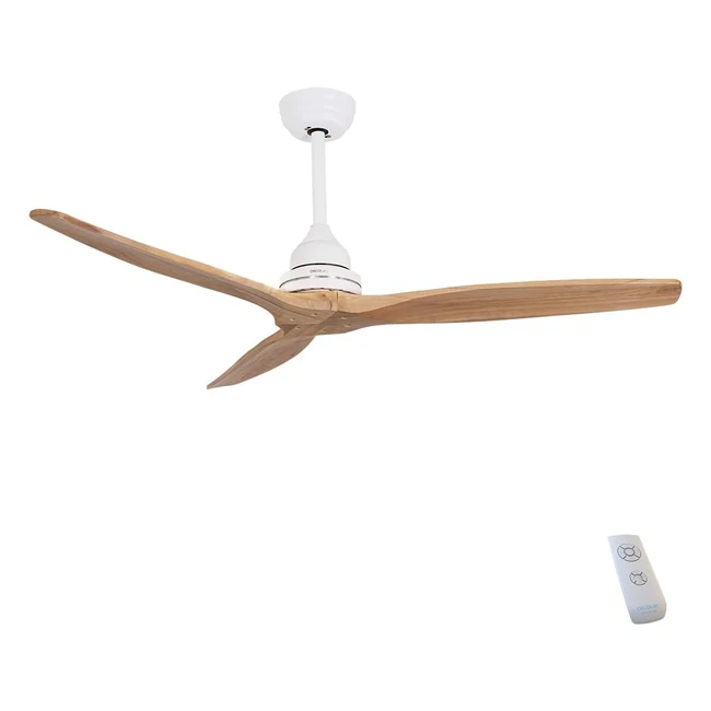 Ventilateur de plafond Cecotec EnergySilence Aero 590 70W - Télécommande, Minuterie, Faible Puissance - 3 Lames 52/132cm - Moteur Cuivre - 3 Vitesses - Hêtre