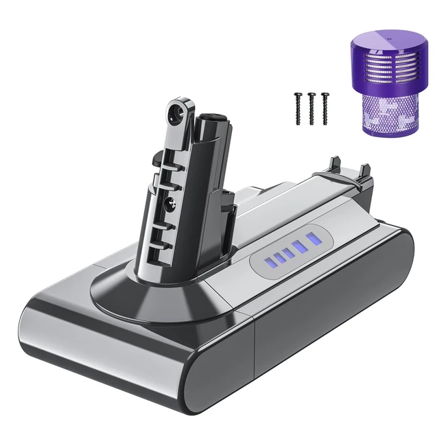 Batterie de remplacement Dyson V10 6000mAh - V10 Absolute, Animal, Fluffy, Motorhead - 1 filtre, 3 vis