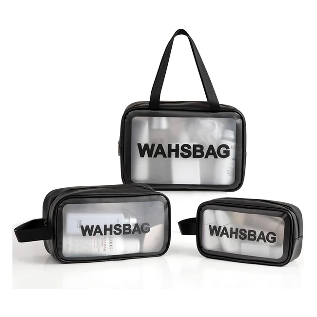 Beauty Case Viaggio Trasparente 3 Sacchetti - Impermeabile e Durevole - Borsa WC