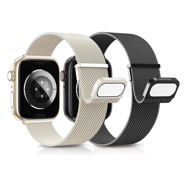 Bracelet Magnétique Apple Watch 44mm 40mm 45mm 42mm 41mm 38mm 49mm - 2 Pièces Métal Milanais