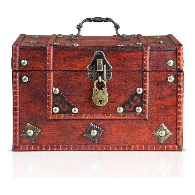 Caja de Madera Brynnberg Dominique 24x20x15cm Estilo Vintage Hecha a Mano - Joyero con Candado