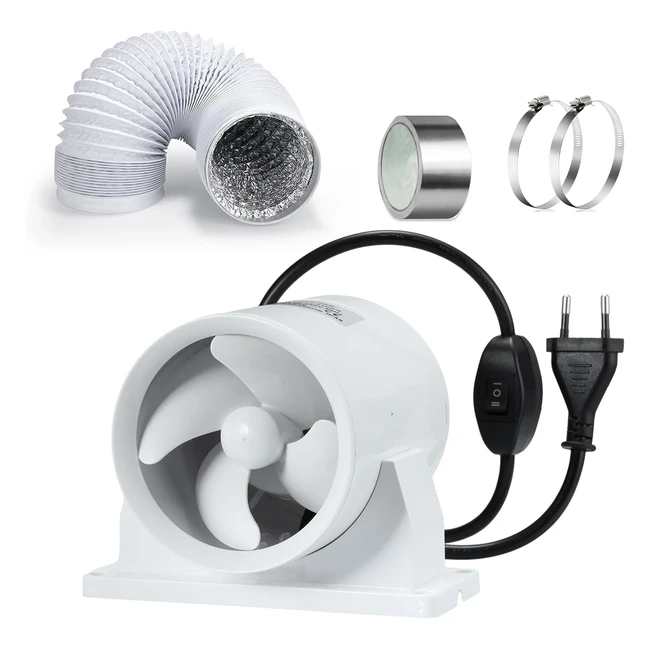 Ventola di scarico 100mm per coltura idroponica - Kit ventilatore bianco