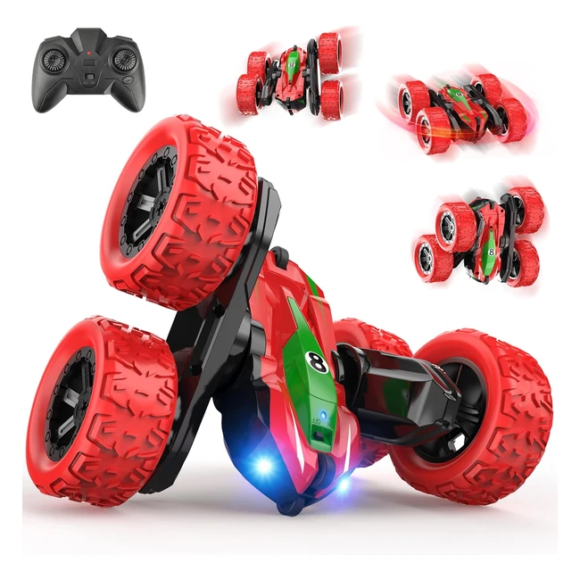 Coche teledirigido RC 360 grados luces juguete nio regalo rc crawler car carro telecomandado rojo