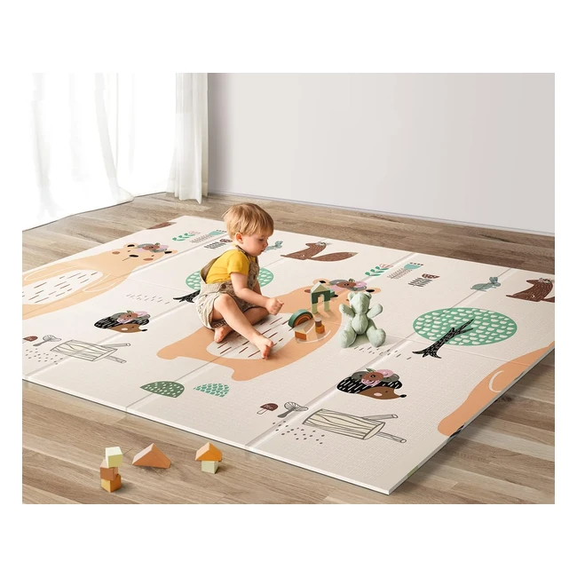 Baby Play Mat Uanlauo Foldable Foam 180x150x1cm Reversible XPE Toddlers Kids Crawling Mat
