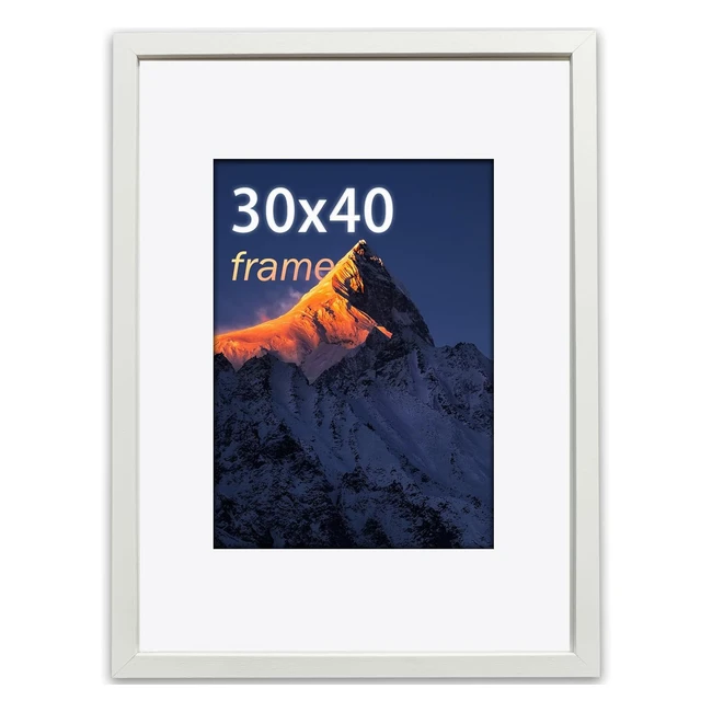 wyewye 30x40 Picture Frame Solid Wood White Plexiglass Mount Pack of 1