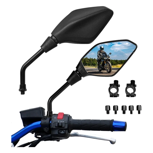 Rétroviseurs Moto Guidon Universels 78 22mm Kemimoto avec Emark - Miroirs de Guidon Moto MT09 MT07 XMAX NX125 NX650 CB500 C650 Z750