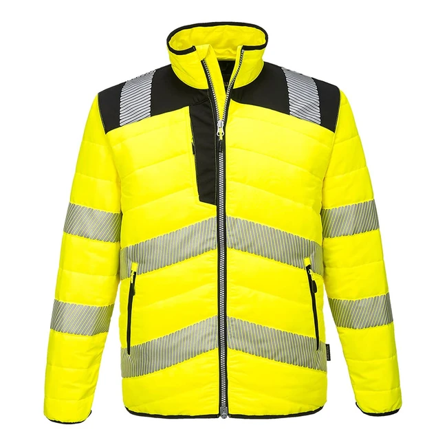 Portwest PW3 HiVis Baffle Jacket Yellow/Black Size M PW371YBRM - Reflective, Waterproof, Warm