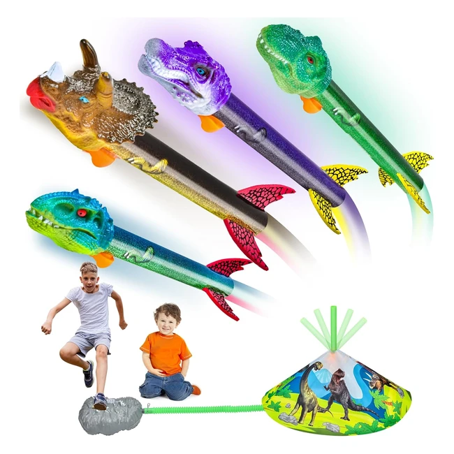 Hmilu Rocket Launcher for Kids - Dinosaur Stomp Rockets Up to 100ft - Outdoor To