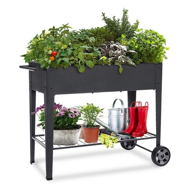 Huerto urbano elevado Khomo Gear con ruedas para plantas y frutas - Negro