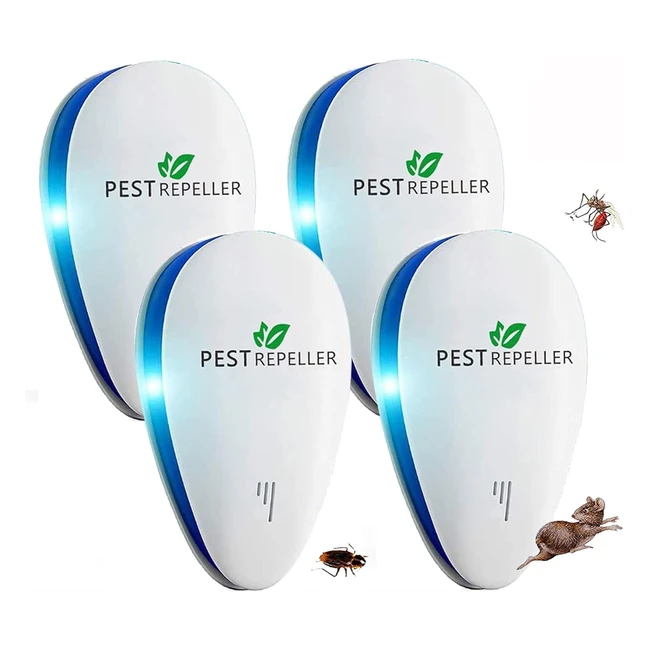 Repelente Ultrasónico de Plagas Wardbes 4 Paquetes - Inofensivo para Mascotas y Humanos - Electrónico Anti Mosquitos, Insectos - Interiores