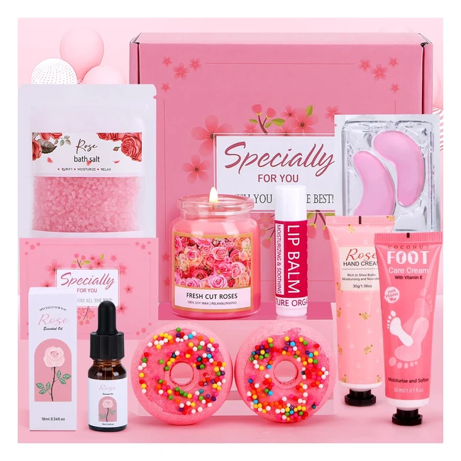 Birthday Gifts for Women - Pamper Hamper for Her - Rose Scented Candle Essentia