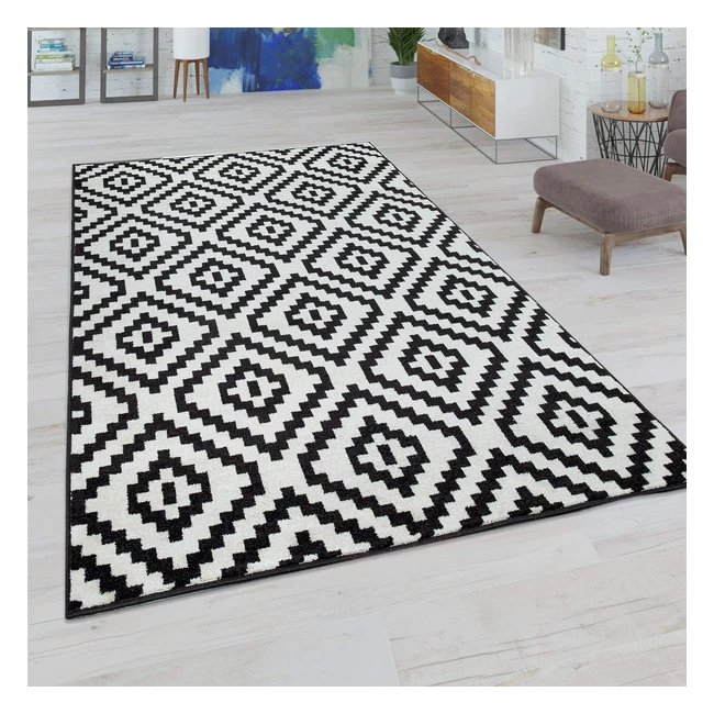 Tapis Salon Losanges Paco Home Ethnique Bohème Noir/Blanc 60x100cm